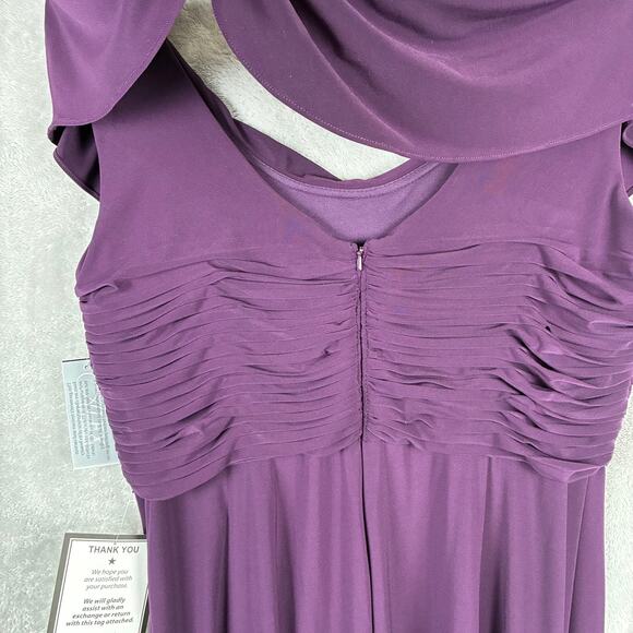NWT Alex Evenings Dress Maxi 16 Purple Aubergine Cowl Pleat Mother of the Bride - Picture 8 of 16